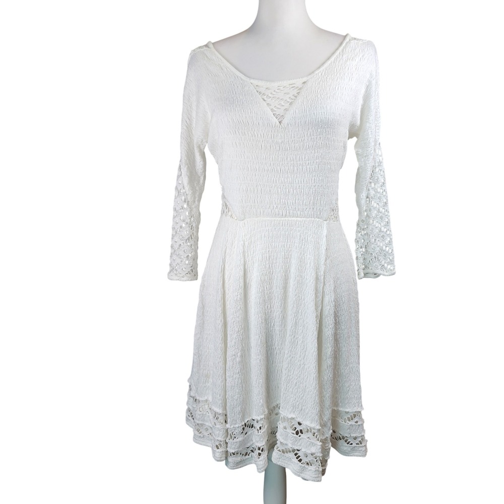 Free‎ People To The Point Ivory White Crochet Lace Mini Dress Womens Small Beach